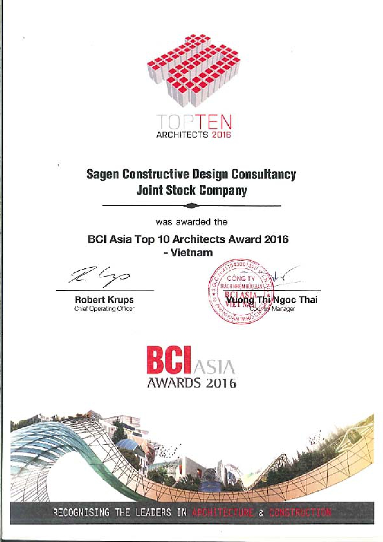 BCI ASIA TOP TEN ARCHITECTS 2015 - 2016