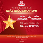 THÔNG BÁO NGHỈ LỄ QUỐC KHÁNH 02-09